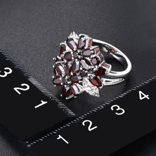 5.26ct Cluster Garnet Ring Solid 925 Sterling Silver Natural Red Gemstone Fine Jewelry-Lucid Fantasy