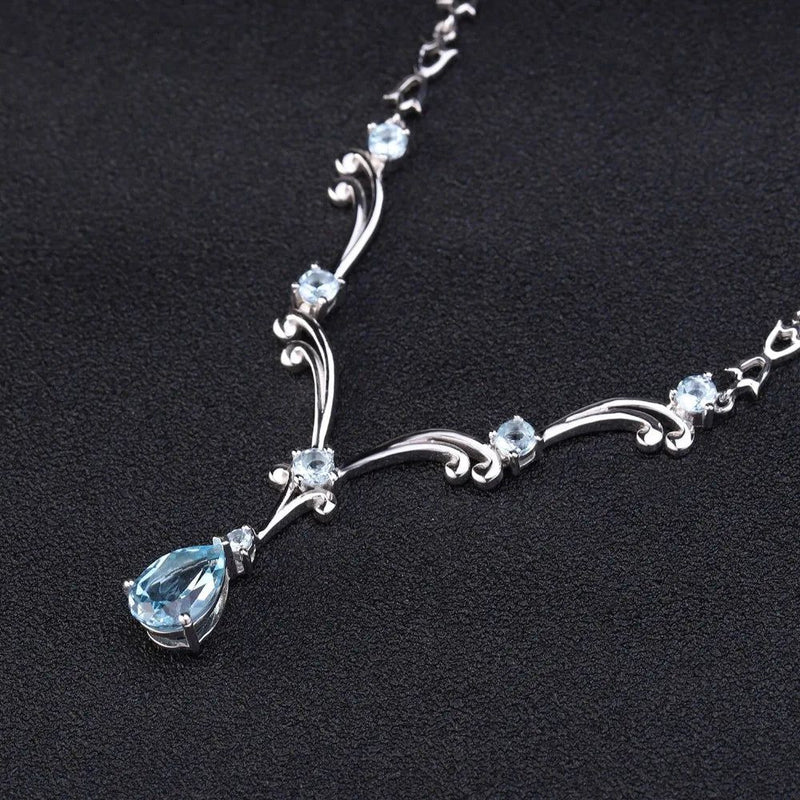 5.31Ct Natural Sky Blue Topaz Pendant Necklace Luxury Jewelry