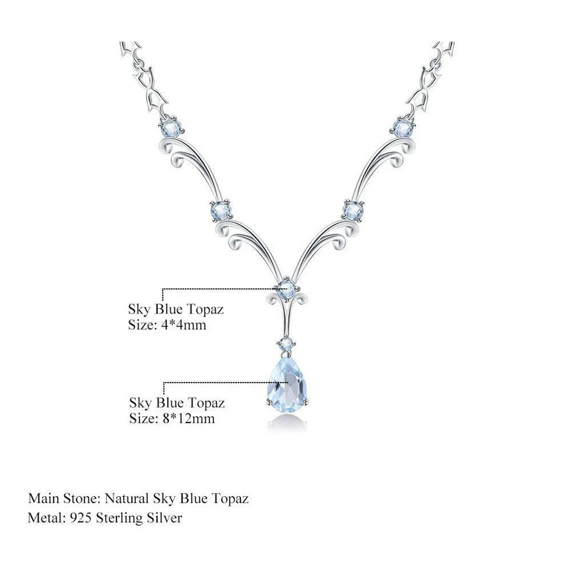 5.31Ct Natural Sky Blue Topaz Pendant Necklace Luxury Jewelry