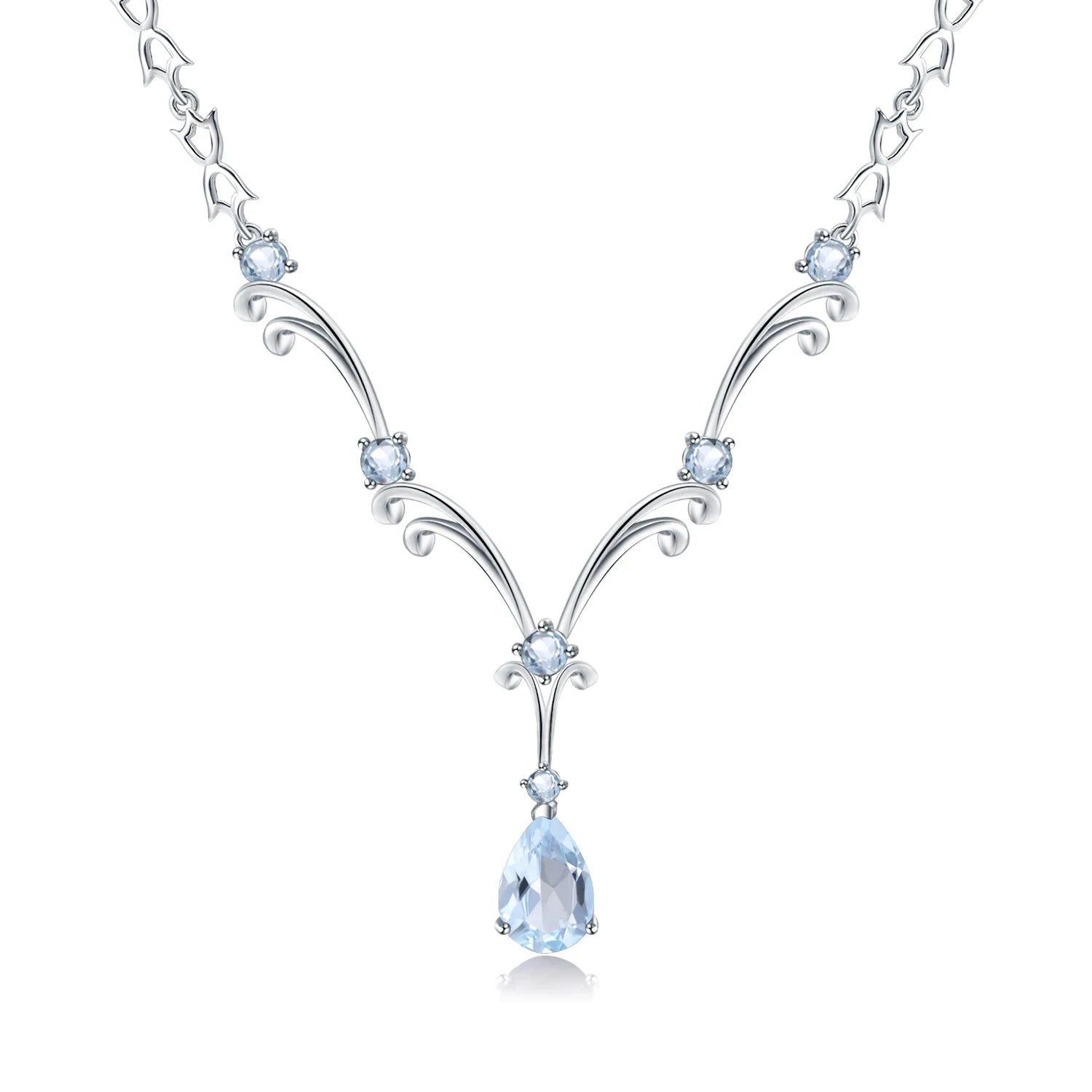 5.31Ct Natural Sky Blue Topaz Pendant Necklace Luxury Jewelry