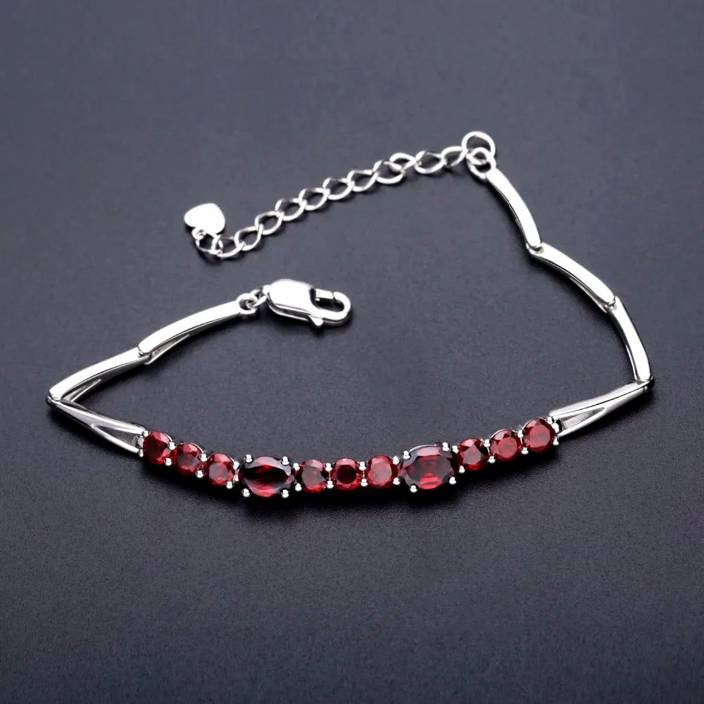 5.32Ct Natural Red Garnet Tennis Bracelet 925 Silver Jewelry