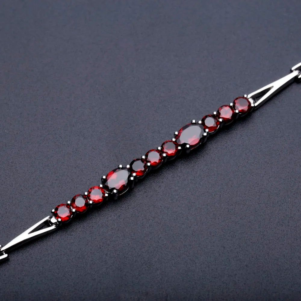 5.32Ct Natural Red Garnet Tennis Bracelet 925 Silver Jewelry