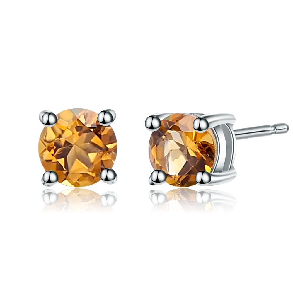 5mm 1.28Ct Red Garnet Stud Earrings Silver