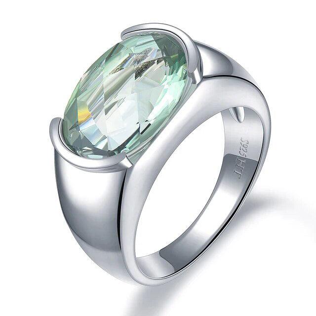 6.30 Carat Natural Green Amethyst Ring in 925 Sterling Silver Fine Jewelry - Lucid Fantasy 