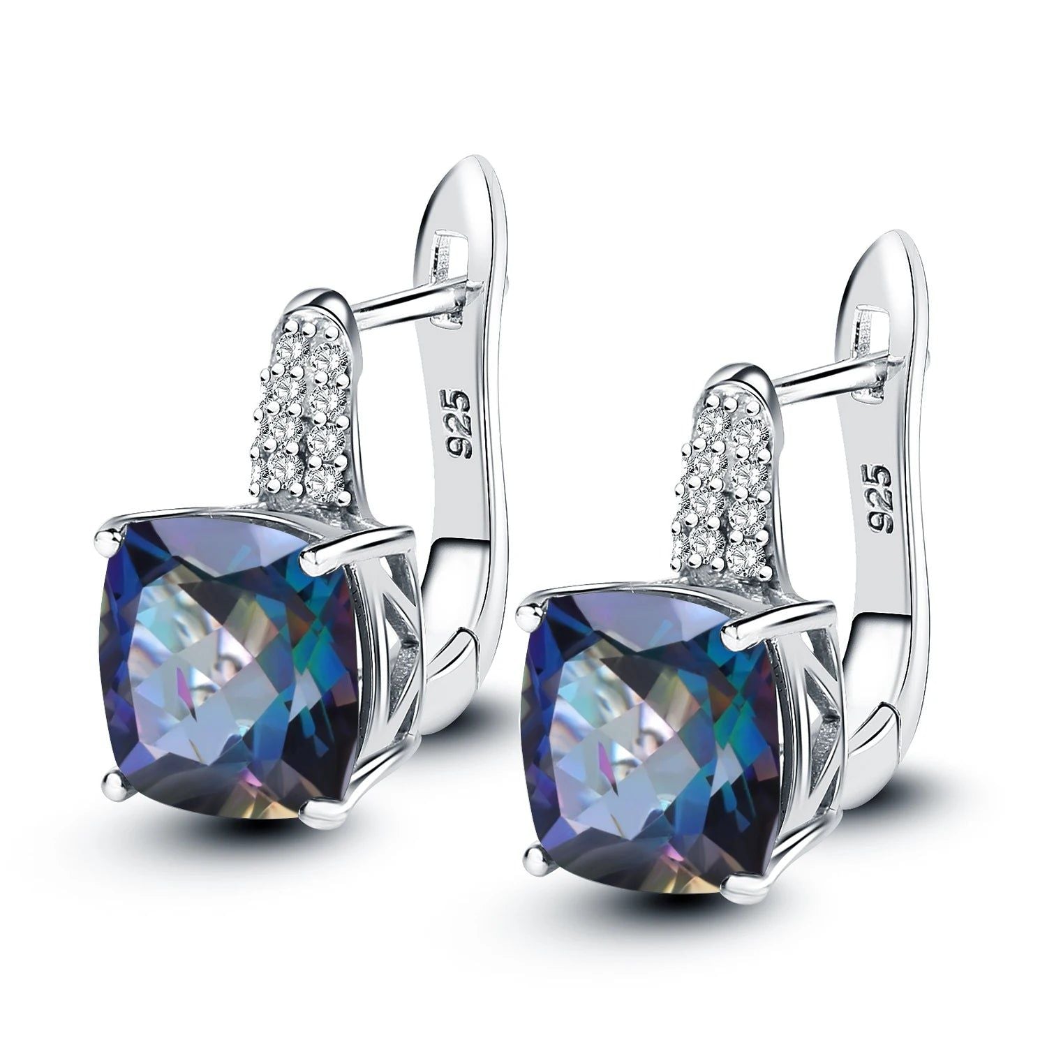 7.33Ct Natural Blueish Mystic Quartz Silver Stud Earrings