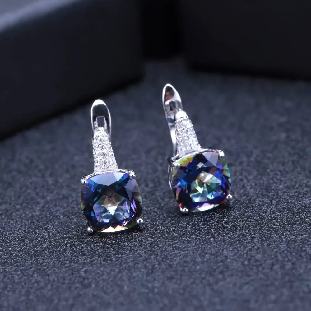 7.33Ct Natural Blueish Mystic Quartz Silver Stud Earrings