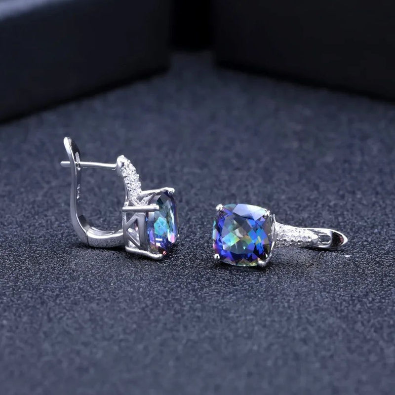 7.33Ct Natural Blueish Mystic Quartz Silver Stud Earrings