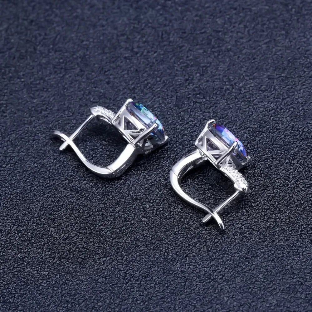 7.33Ct Natural Blueish Mystic Quartz Silver Stud Earrings