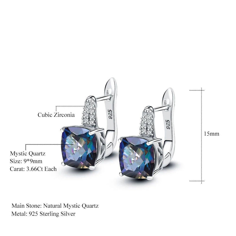 7.33Ct Natural Blueish Mystic Quartz Silver Stud Earrings