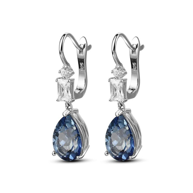 7.57Ct Natural Iolite Blue Mystic Quartz Earrings