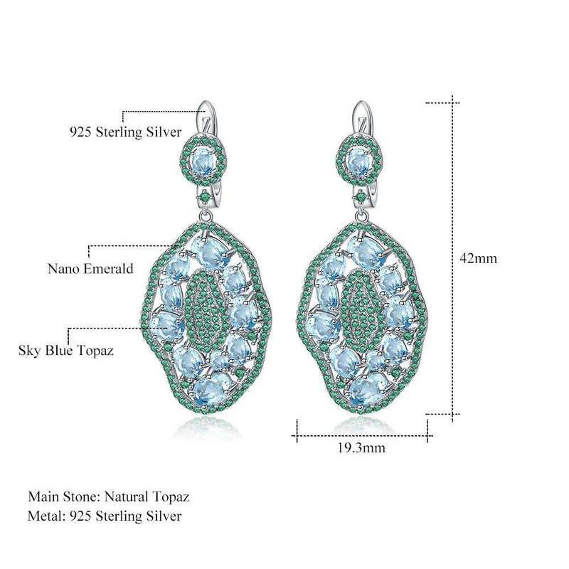 7.74Ct Natural Sky Blue Topaz Drop Earrings 925 Silver