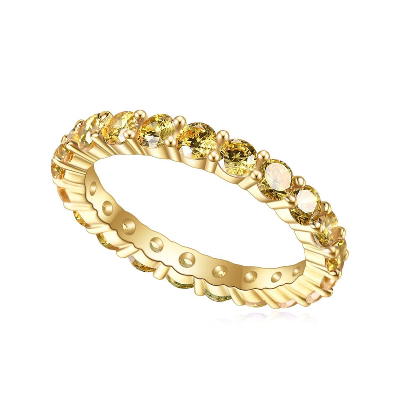 925 Sterling Silver 18K Gold-filled Gemstone Eternity Band Ring