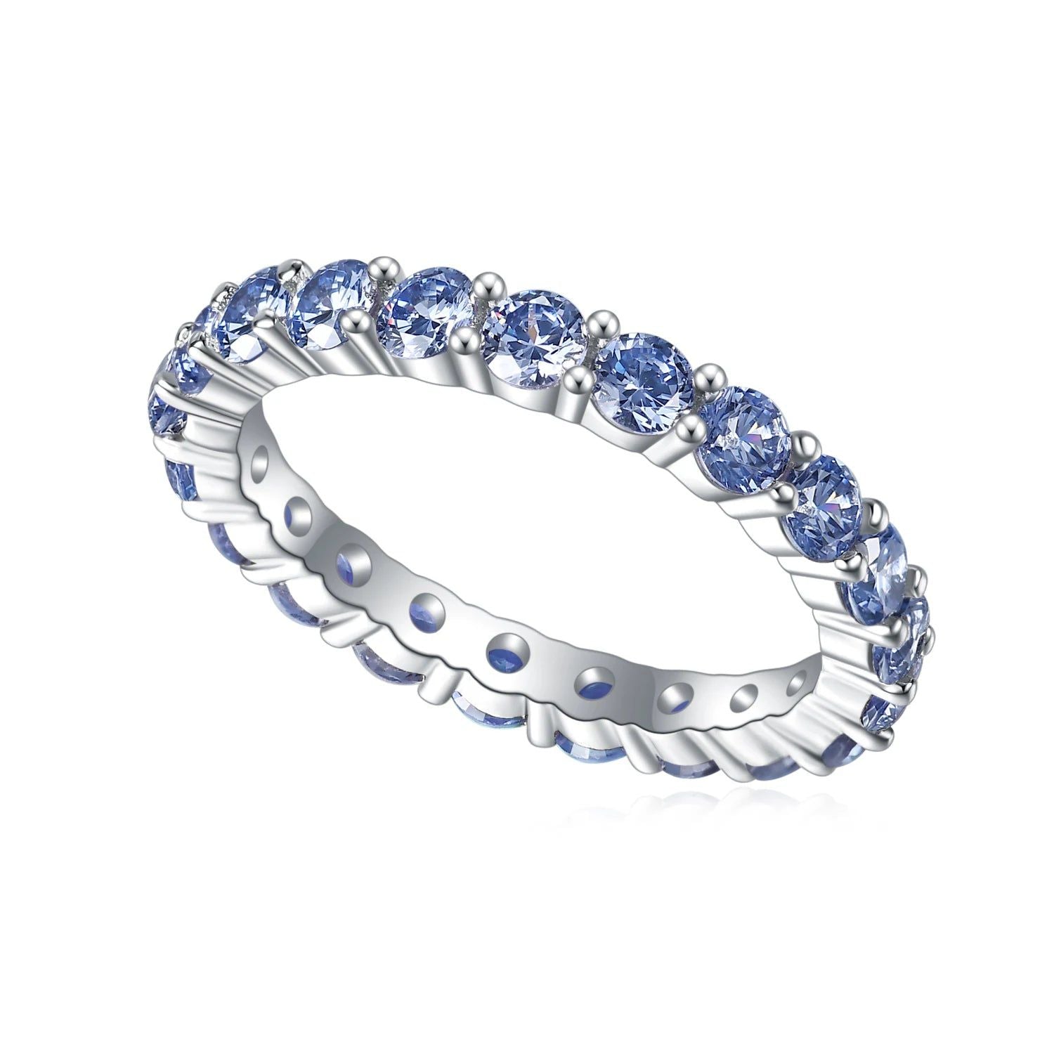 925 Sterling Silver 18K Gold-filled Gemstone Eternity Band Ring