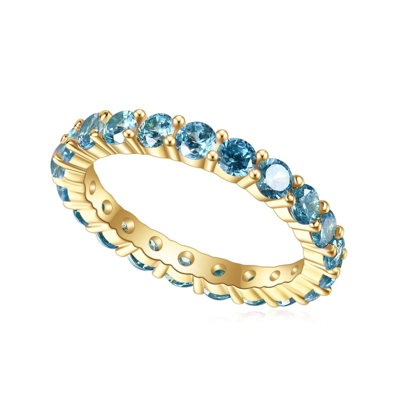 925 Sterling Silver 18K Gold-filled Gemstone Eternity Band Ring