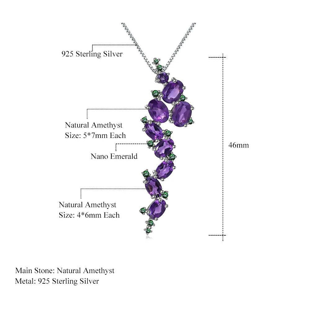 925 Sterling Silver Amethyst Gothic Pendant Necklace