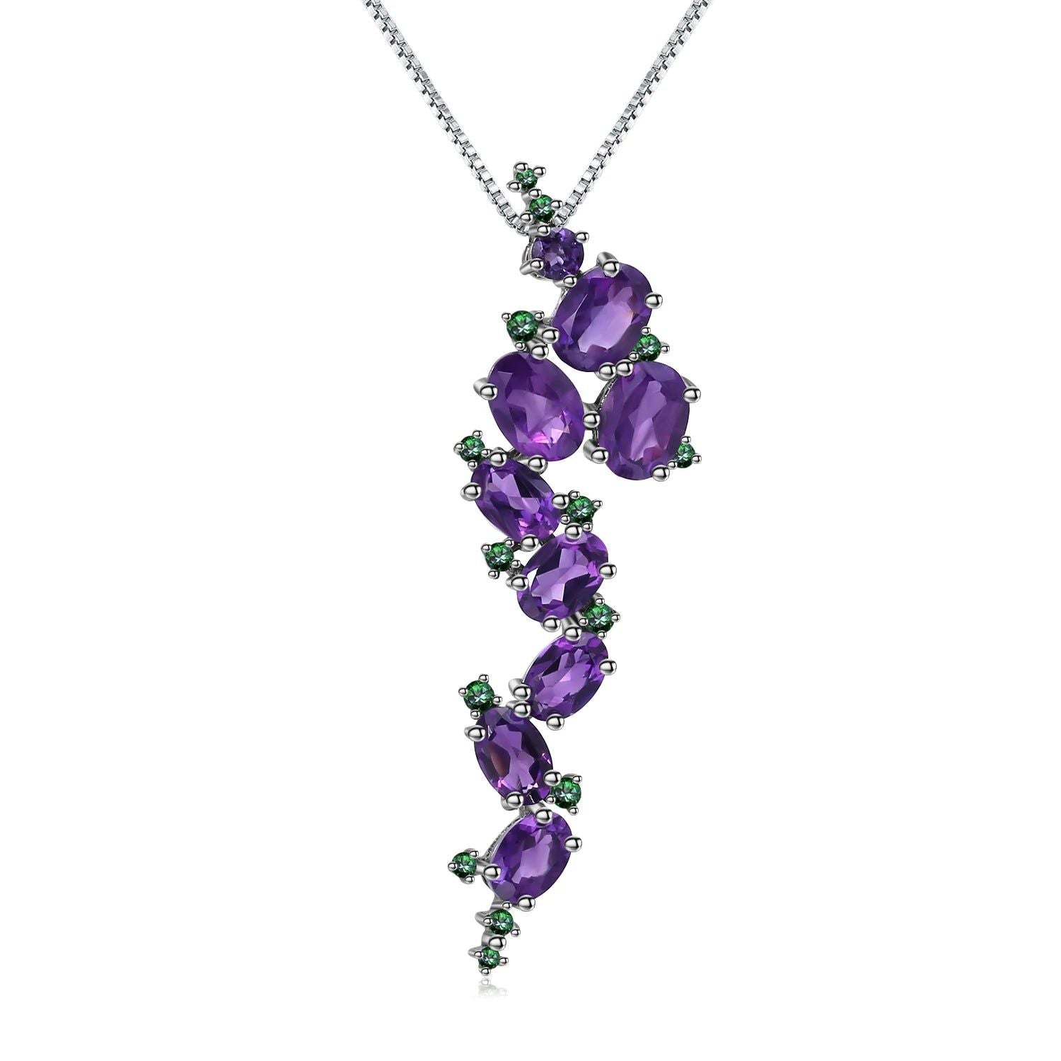 925 Sterling Silver Amethyst Gothic Pendant Necklace