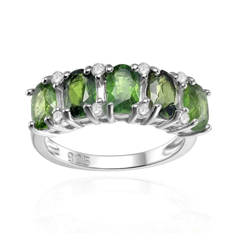 925 Sterling Silver Bands Ring Natural Tourmaline Gemstone