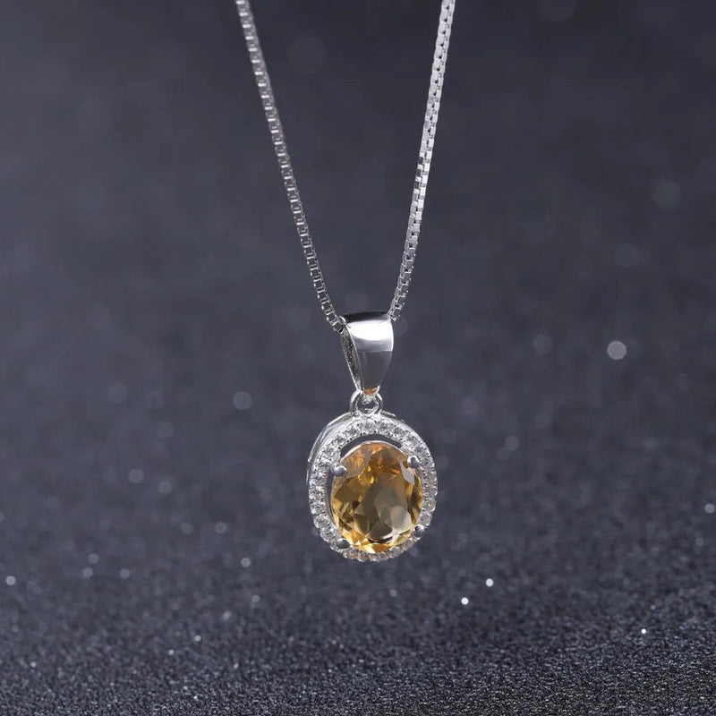 925 Sterling Silver Birthstone Fine Jewelry Citrine Pendant