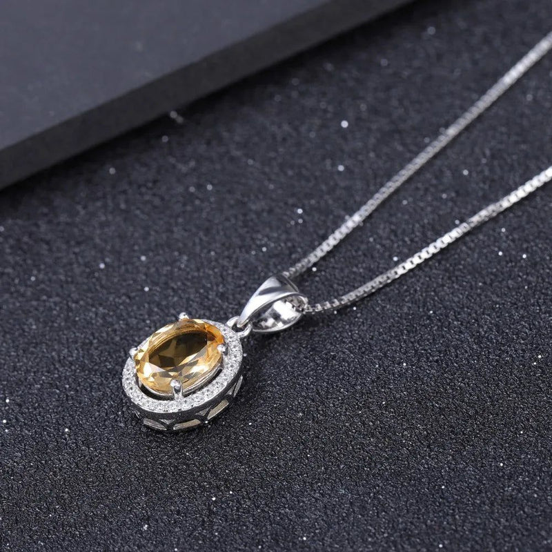 925 Sterling Silver Birthstone Fine Jewelry Citrine Pendant