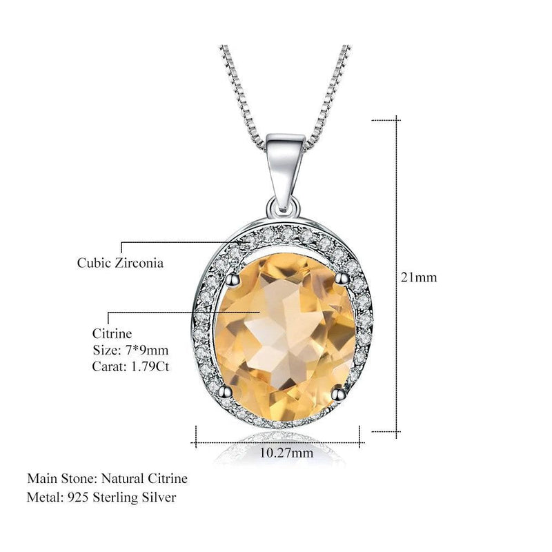 925 Sterling Silver Birthstone Fine Jewelry Citrine Pendant