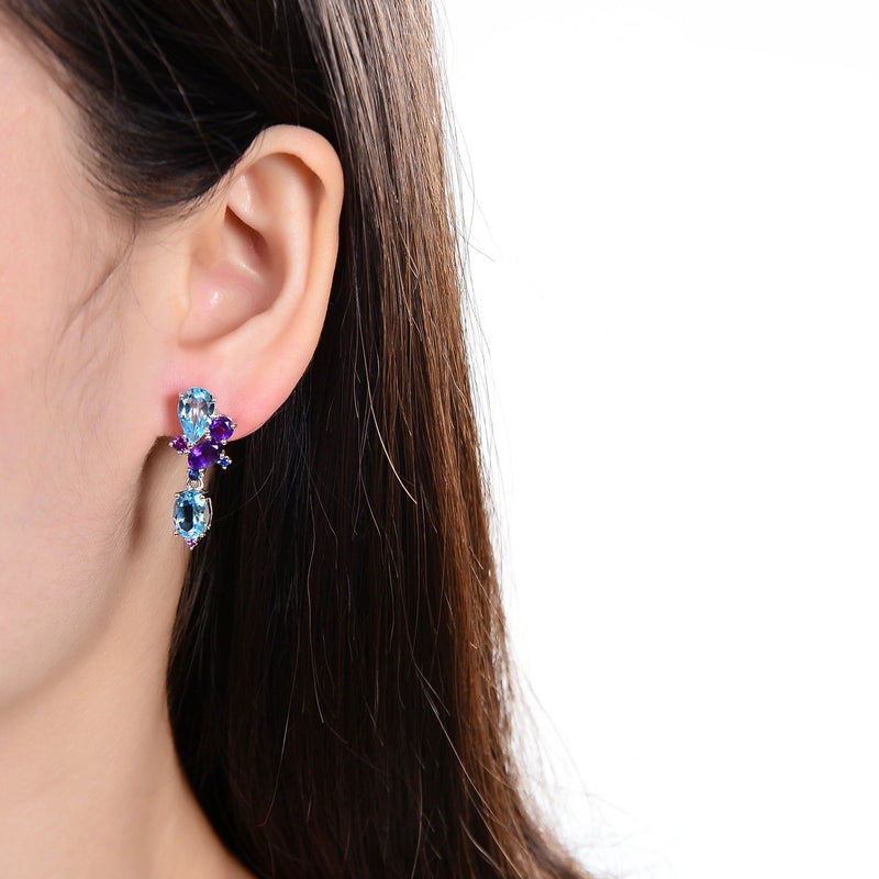 925 Sterling Silver Colorful Modern Irregular Earrings