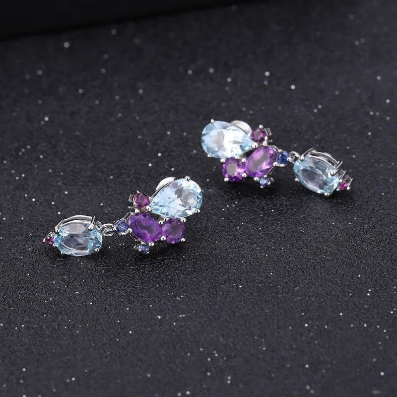 925 Sterling Silver Colorful Modern Irregular Earrings