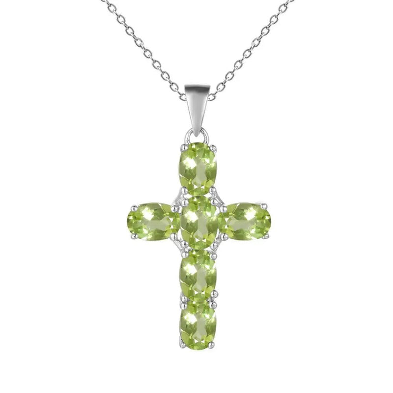 925 Sterling Silver Cross Necklace For Women Amethyst Topaz