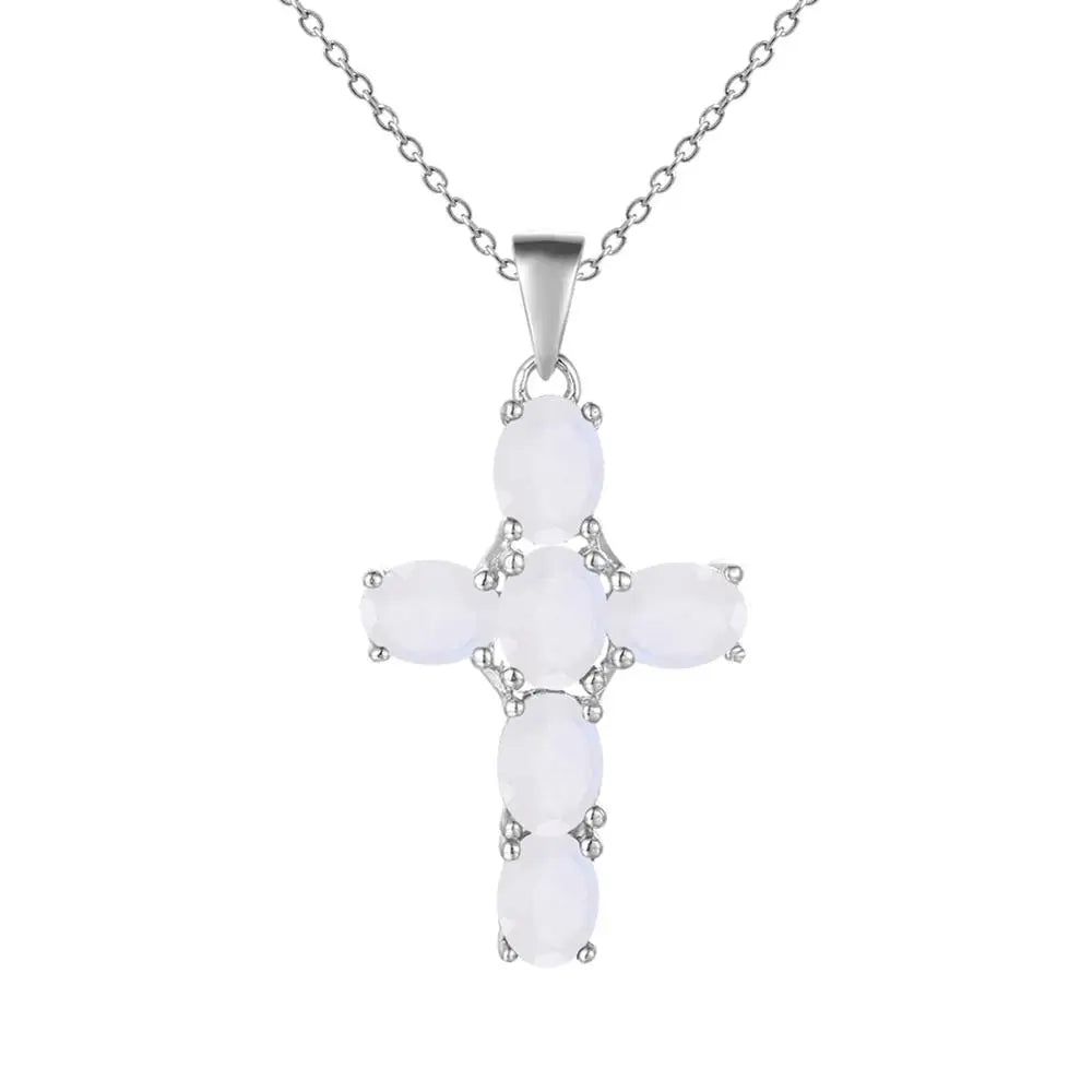 925 Sterling Silver Cross Necklace For Women Amethyst Topaz