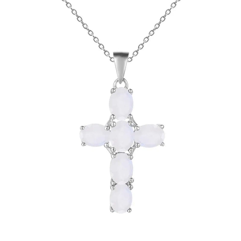 925 Sterling Silver Cross Necklace For Women Amethyst Topaz