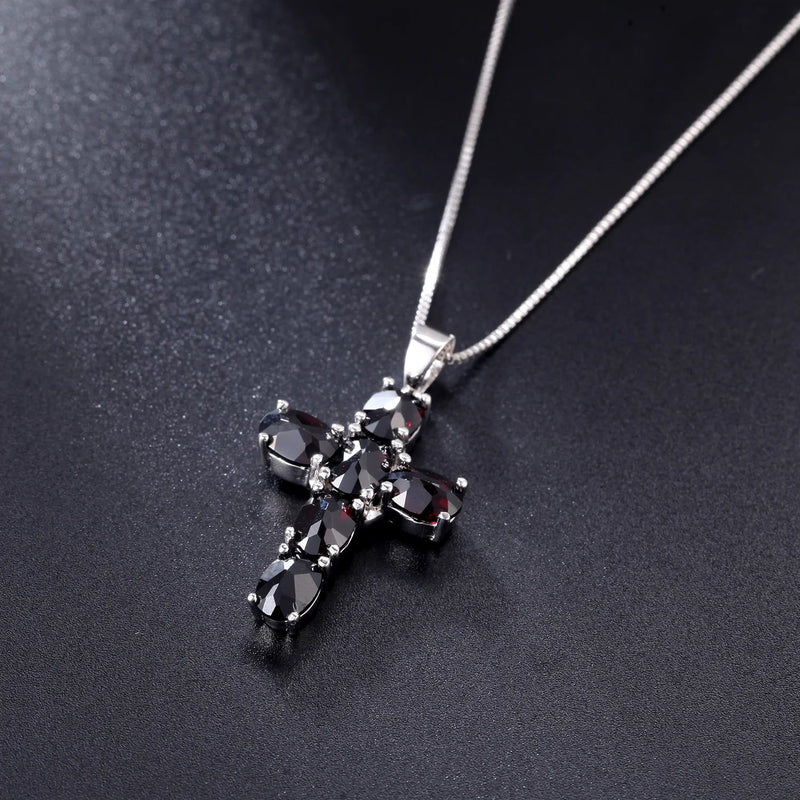 925 Sterling Silver Cross Necklace For Women Amethyst Topaz