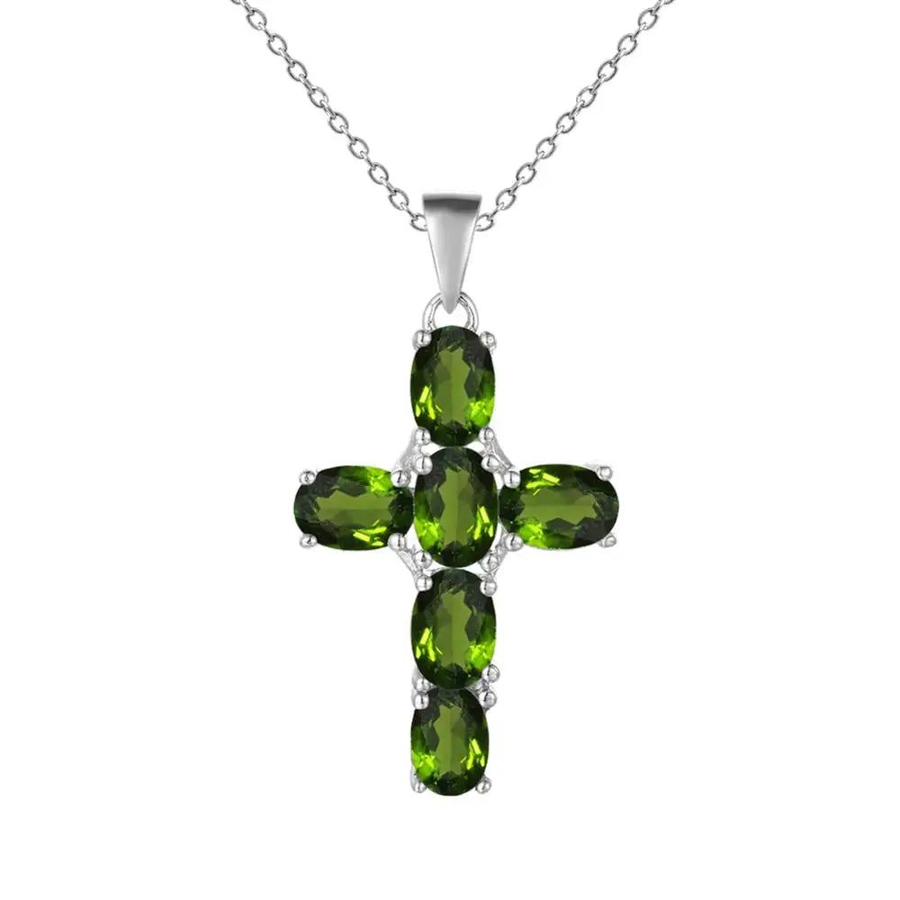 925 Sterling Silver Cross Necklace For Women Amethyst Topaz