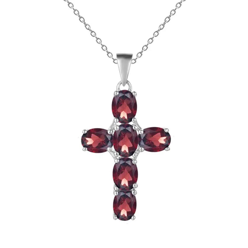 925 Sterling Silver Cross Necklace For Women Amethyst Topaz