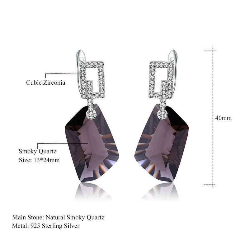 925 Sterling Silver Dazzling Earrings Natural Smoky Quartz