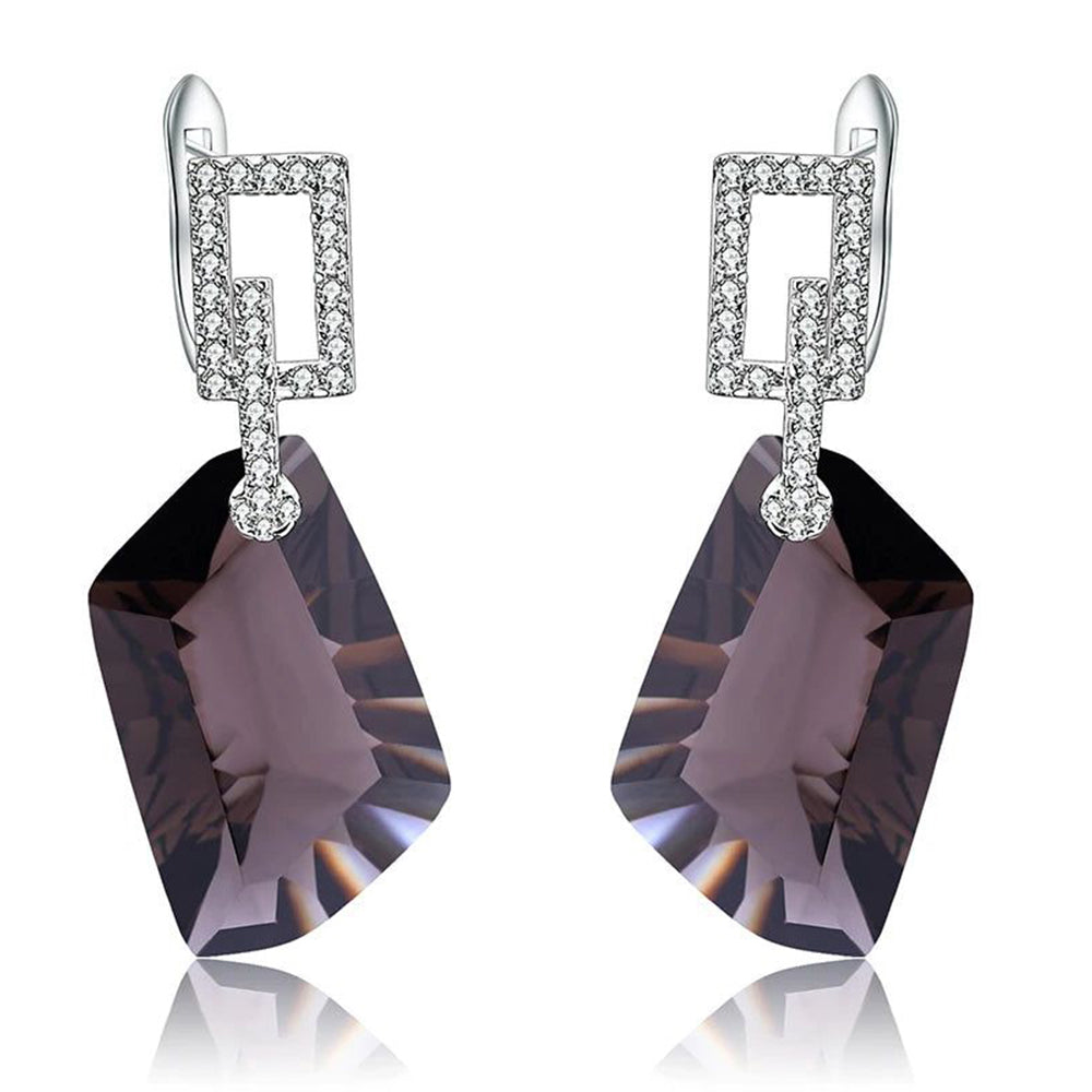 925 Sterling Silver Dazzling Earrings Natural Smoky Quartz