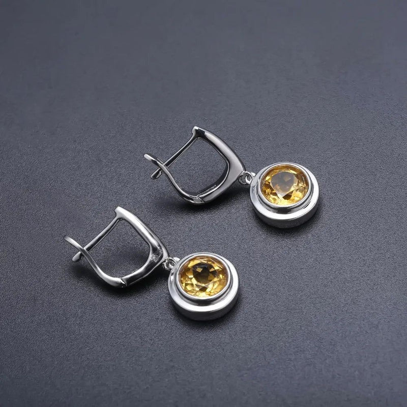 925 Sterling Silver Earrings 4.02Ct Natural Yellow Citrine