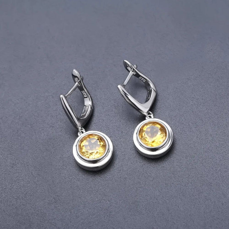 925 Sterling Silver Earrings 4.02Ct Natural Yellow Citrine