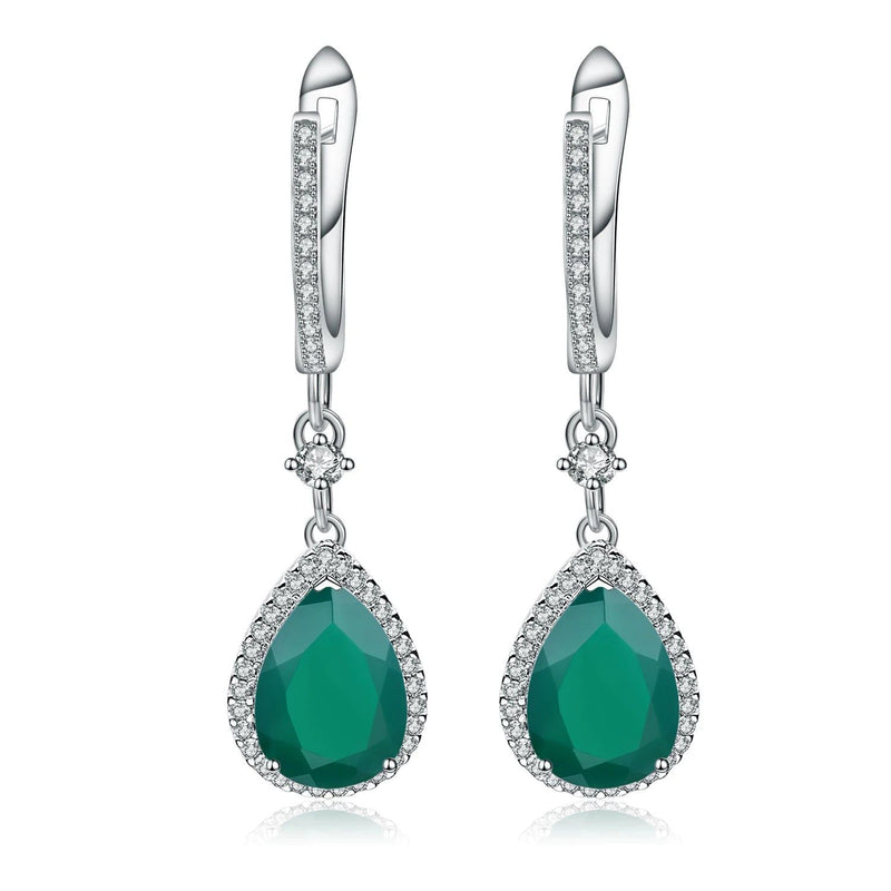 925 Sterling Silver Earrings 4.42ct Natural Green Agate