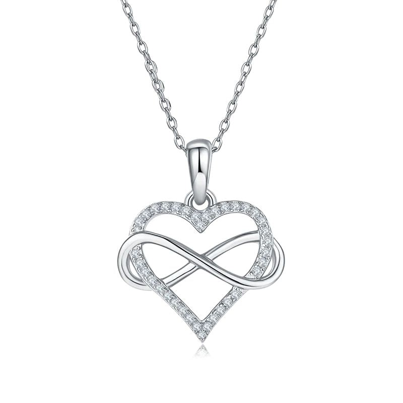 925 Sterling Silver Family Infinity Necklace with Moissanite