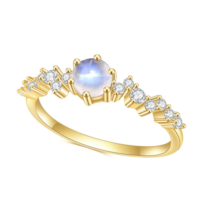 925 Sterling Silver Gold Ring June Birthstone Moonstone For Her