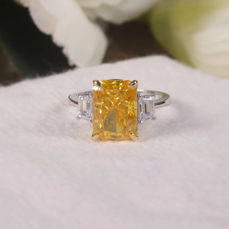 925 Sterling Silver Handmade Cocktail Ring Vivid Yellow Gemstone