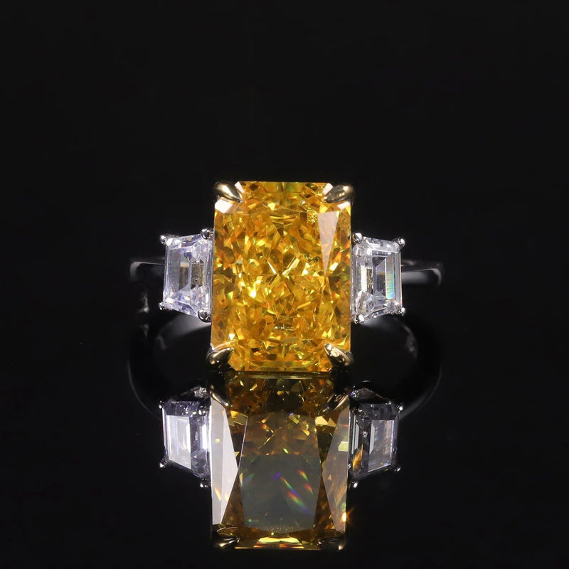 925 Sterling Silver Handmade Cocktail Ring Vivid Yellow Gemstone