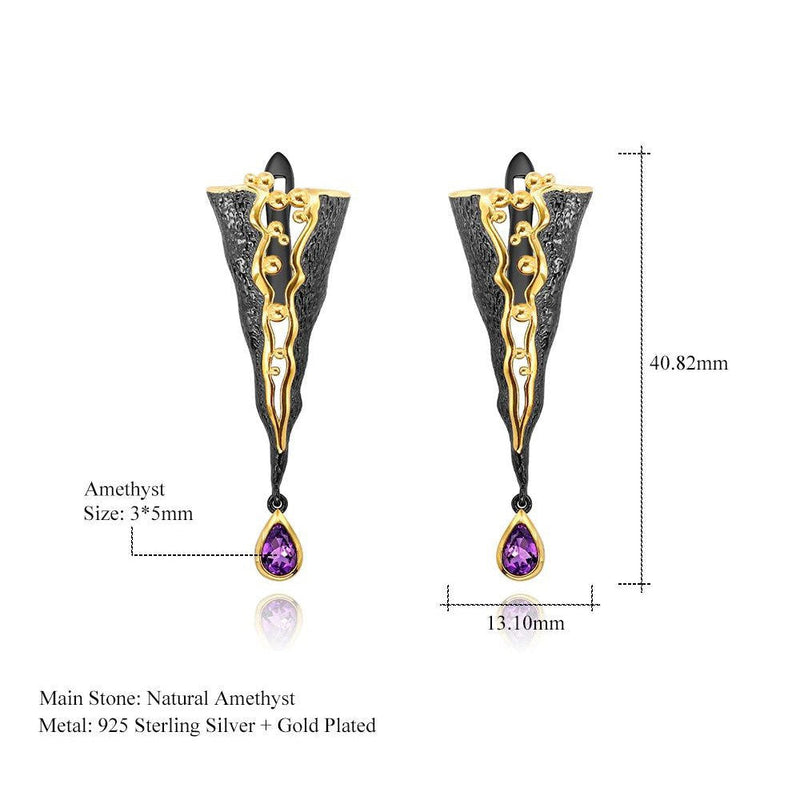 925 Sterling Silver Handmade Golden Bead Earrings Jewelr