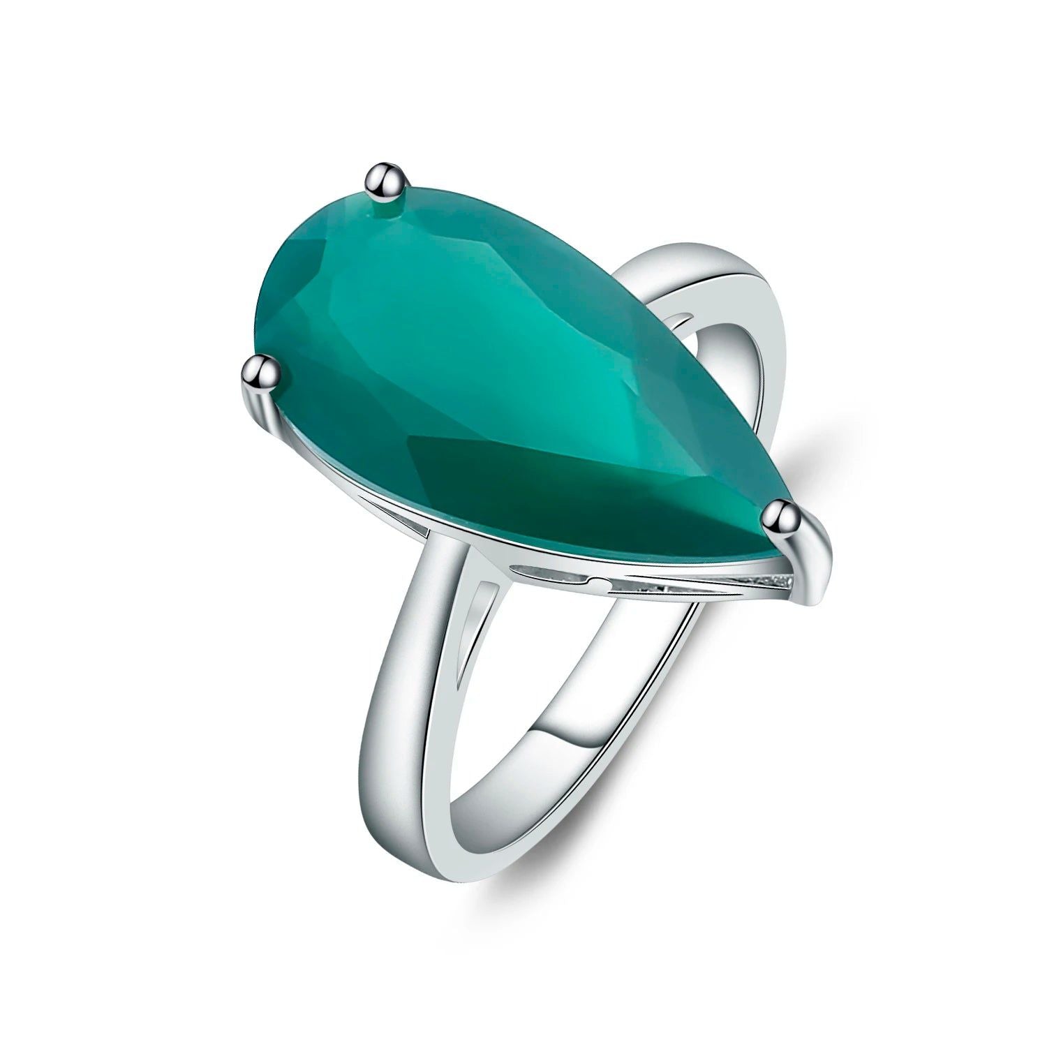 925 Sterling Silver Handmade Ring 7.89Ct Green Agate