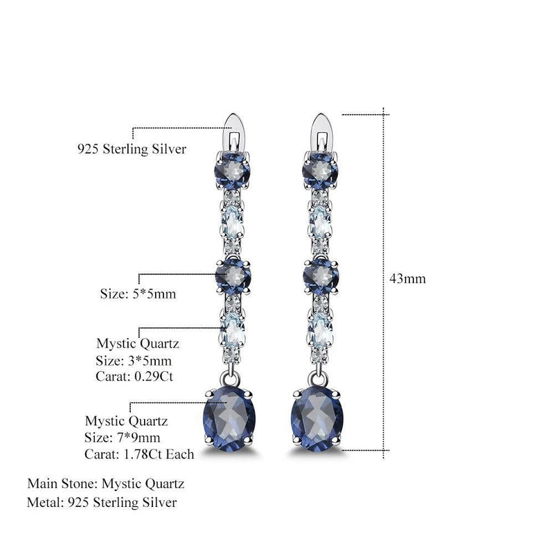 925 Sterling Silver Iolite Blue Topaz Clip Earrings