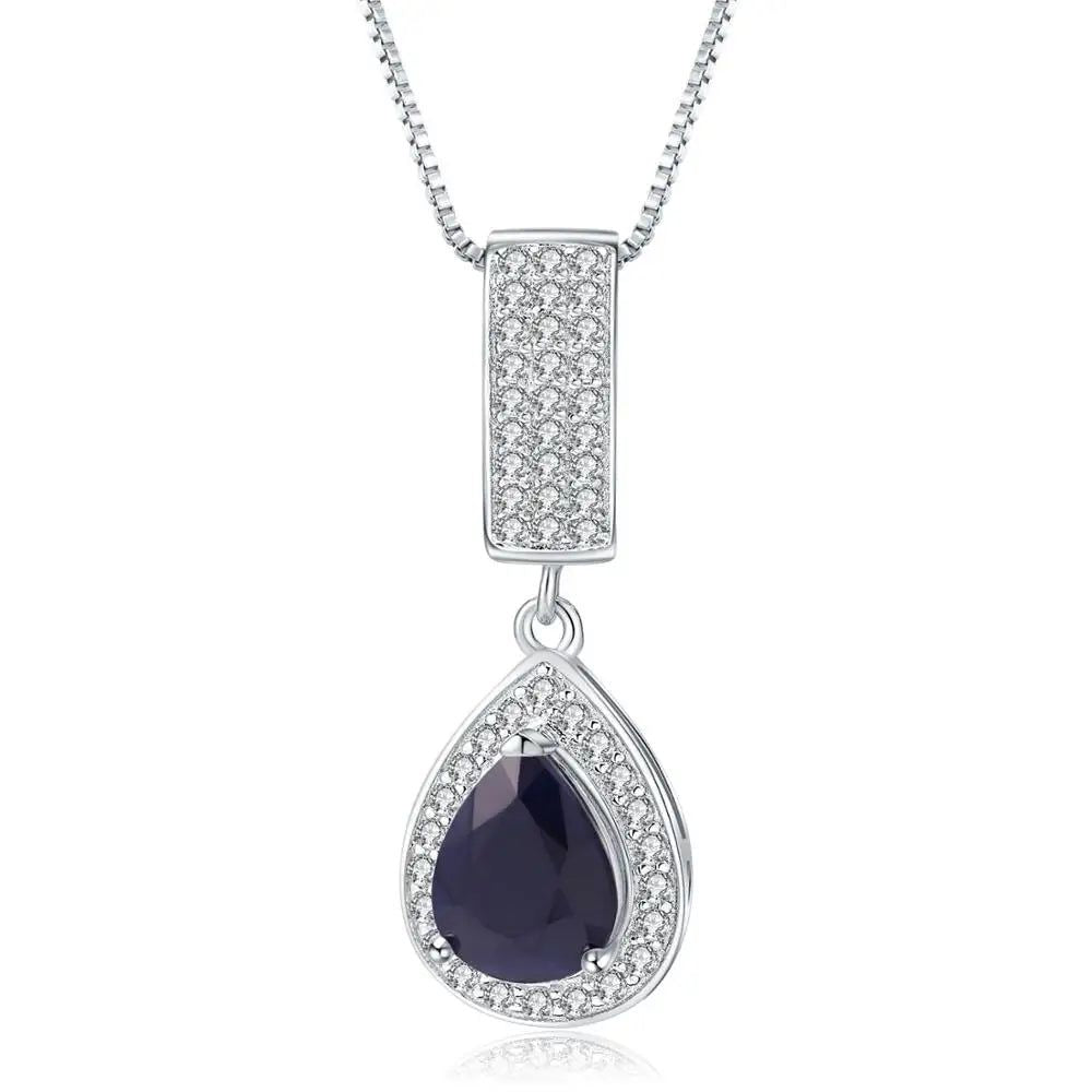 925 Sterling Silver Jewelry 1.29Ct Blue Sapphire Pendant Necklace