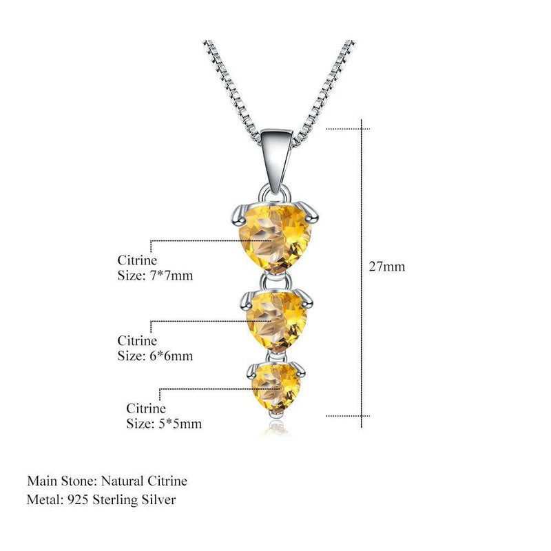 925 Sterling Silver Jewelry 2.43Ct Citrine Heart Pendant