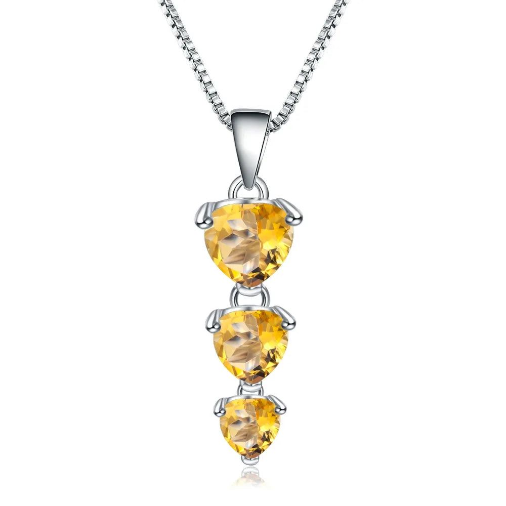 925 Sterling Silver Jewelry 2.43Ct Citrine Heart Pendant