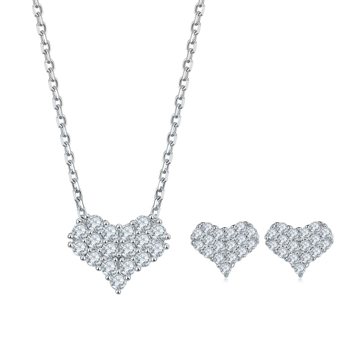 925 Sterling Silver Jewelry Set Moissanite Heart Pendant