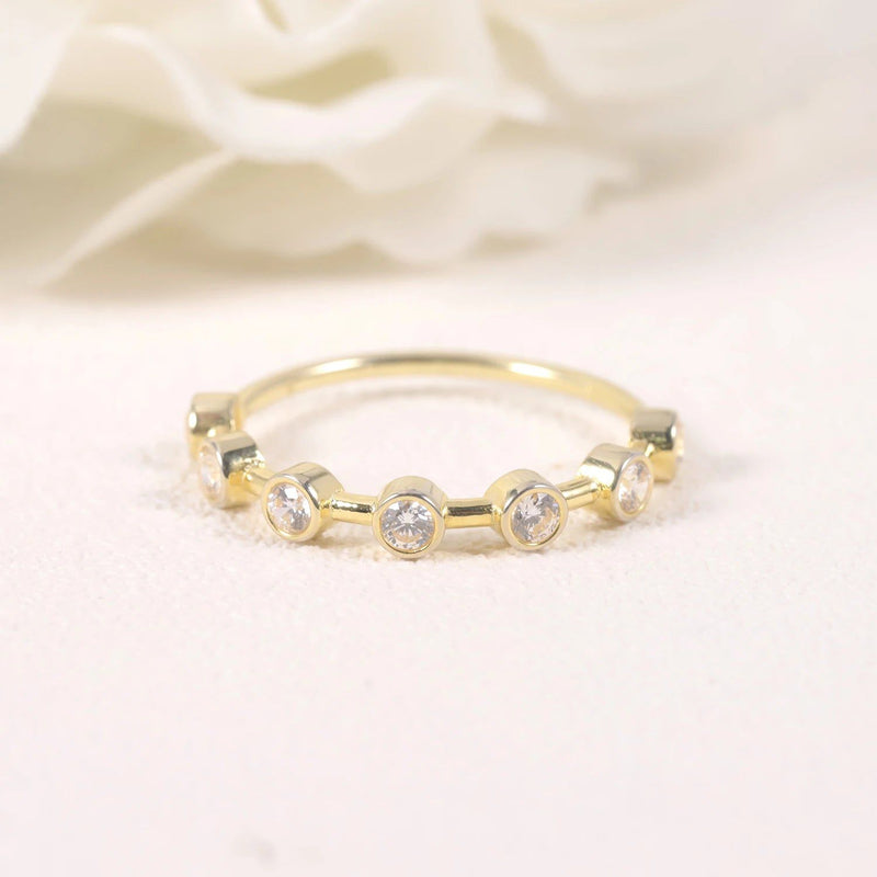 925 Sterling Silver Moissanite Bubble Band Gold Ring Women