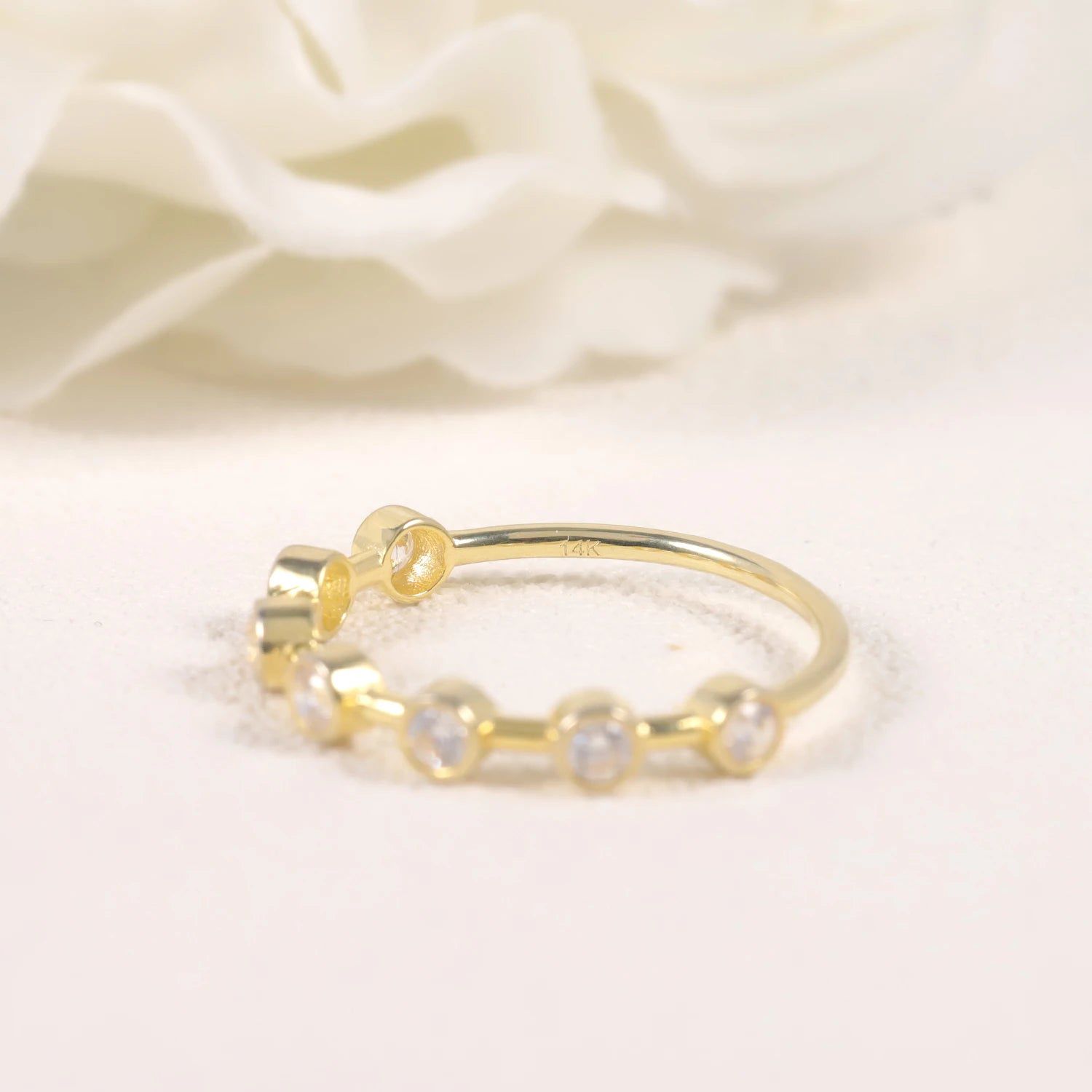 925 Sterling Silver Moissanite Bubble Band Gold Ring Women